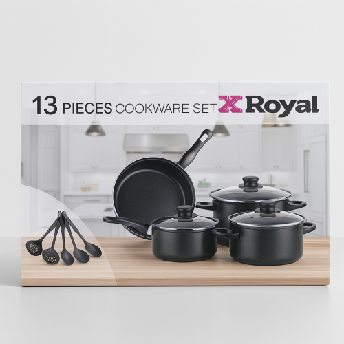 SET DE OLLAS Y JUEGO DE UTENCILIOS DE COCINA 13PZ ROSADA