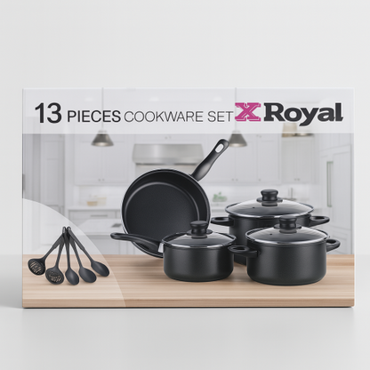 SET DE OLLAS Y JUEGO DE UTENCILIOS DE COCINA 13PZ ROSADA
