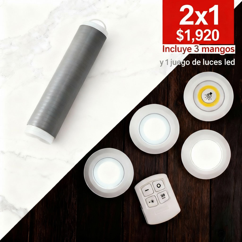 LUZ LED X 3 + CONTROL y 3 MAGOS DE OLLA