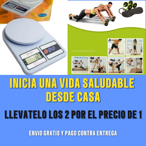 RUEDA DE EJERCICIOS /Revoflex Multitrainer con Step+BALANZA PARA ALIMENTOS