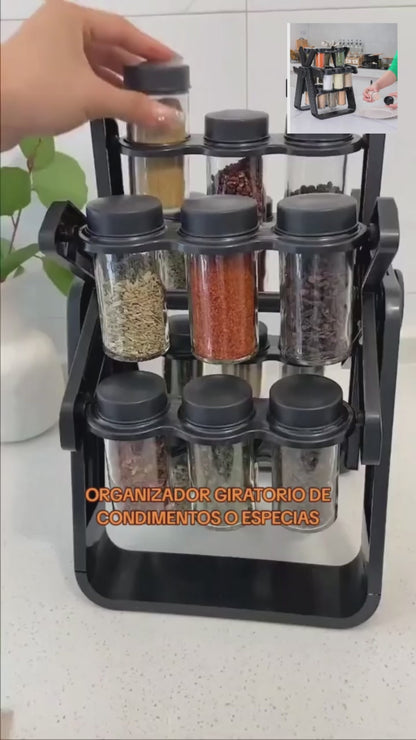 Organizador giratorio de especias con 18 tarros