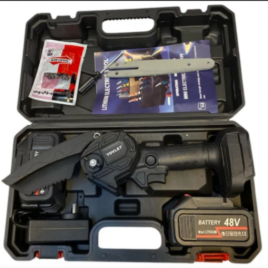 MINI MOTOSIERRA DE MANO INALAMBRICA 2 BATERIAS 48V